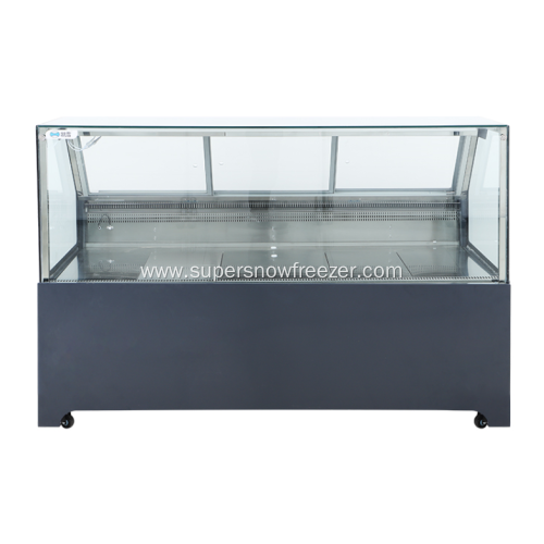 Fan cooling square transparent glass meat display chiller